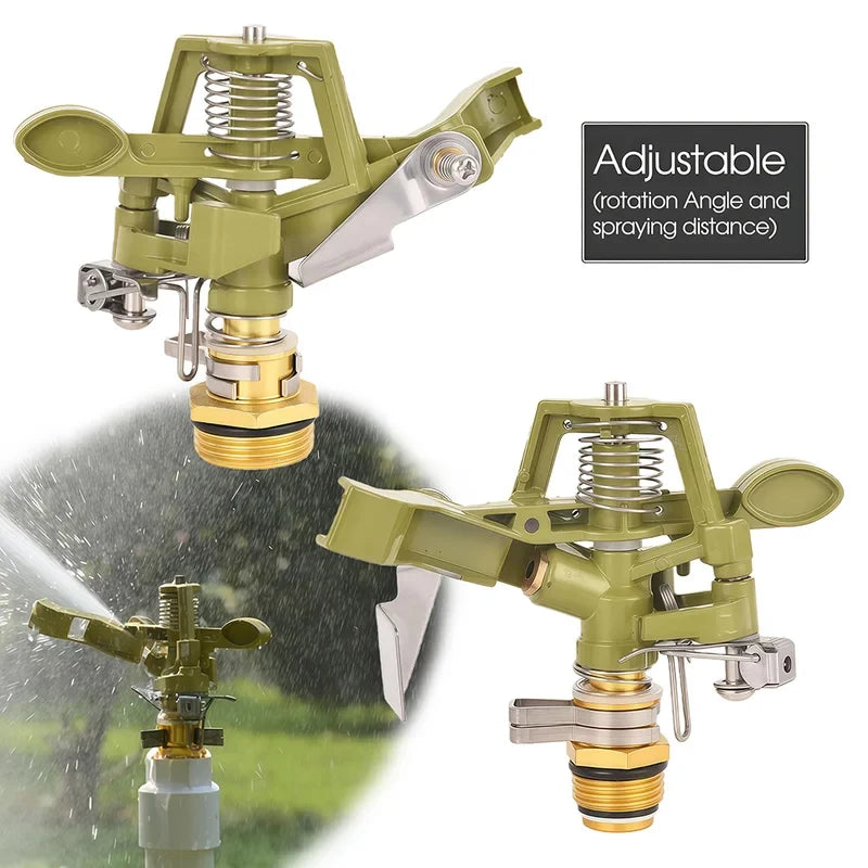 1/2" 3/4" Metal 360° Rotating Rocker Arm Pulsating Sprinkler for Lawn & Garden Irrigation Vue
