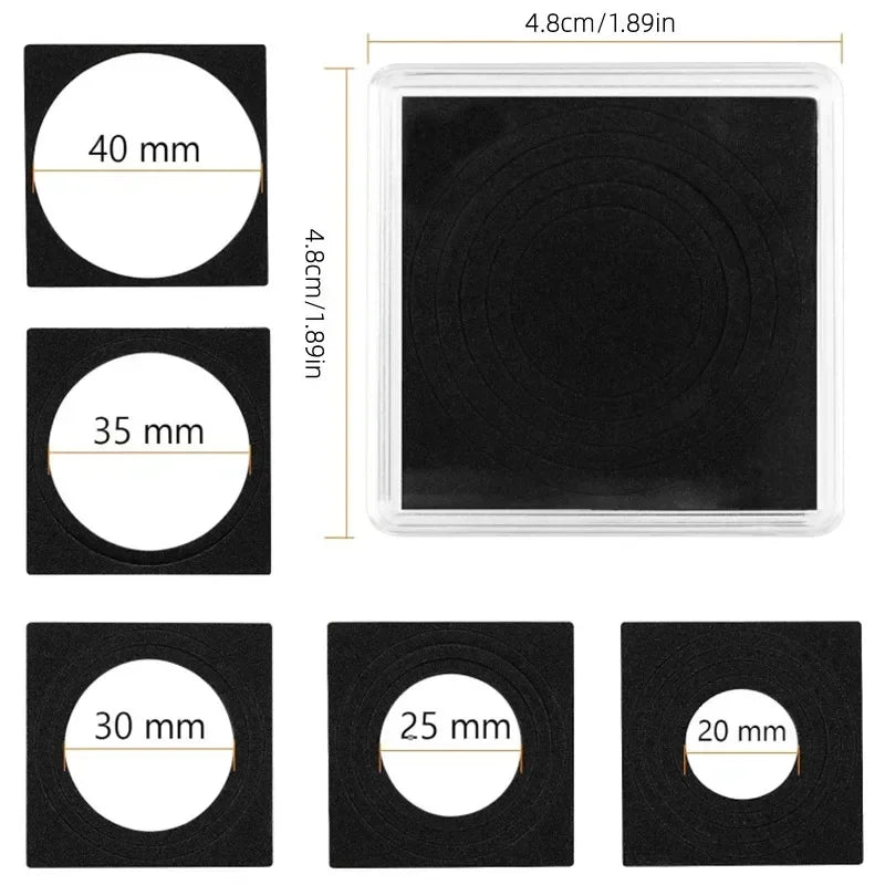 10PCS Plastic Square Coin Holder Capsules Container Coin Transparent Gaine Small Round Coin Collection Boxes Display 16mm-40mm Vue