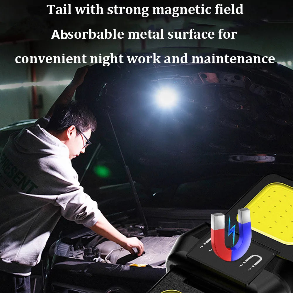 Small Led Flashlight Keychain Light USB Rechargeable Torch Work Light Multifunctional Portable COB 90 ° Rotation Camping Lantern Vue
