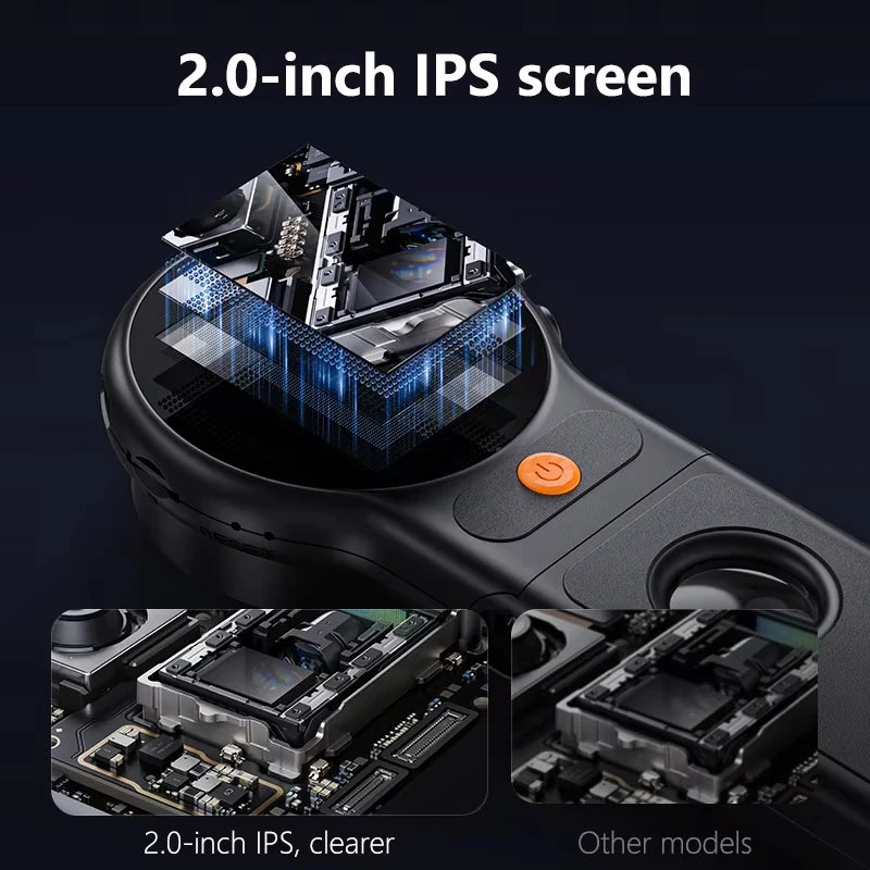 Autofocus 500X Digital Microscope with 8leds 2MP Coin Video Microscopes Foldable Magnifying Glass 2Inch for Electronics Repair Vue