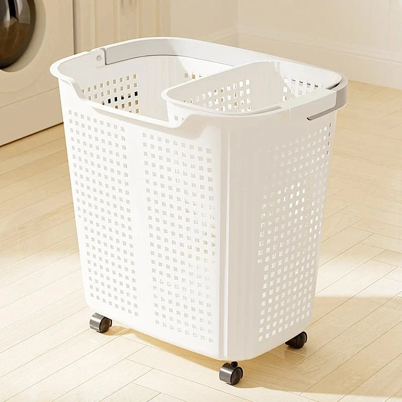 Laundry Hamper With Wheels And Lid Large Capacity Clothes Basket For Bathroom Storage Organizer For Family Kids Dorm Gift Vue