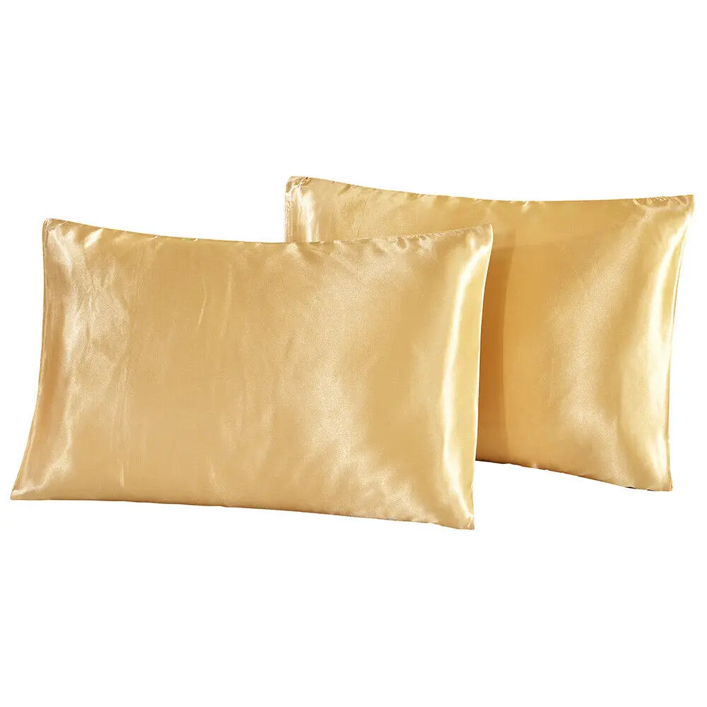 2-piece Pure Emulation Silk Satin Pillowcase Comfortable Pillow Cover Pillowcase For Bed Throw Single Pillow Covers Vue light tan 51x76cm
