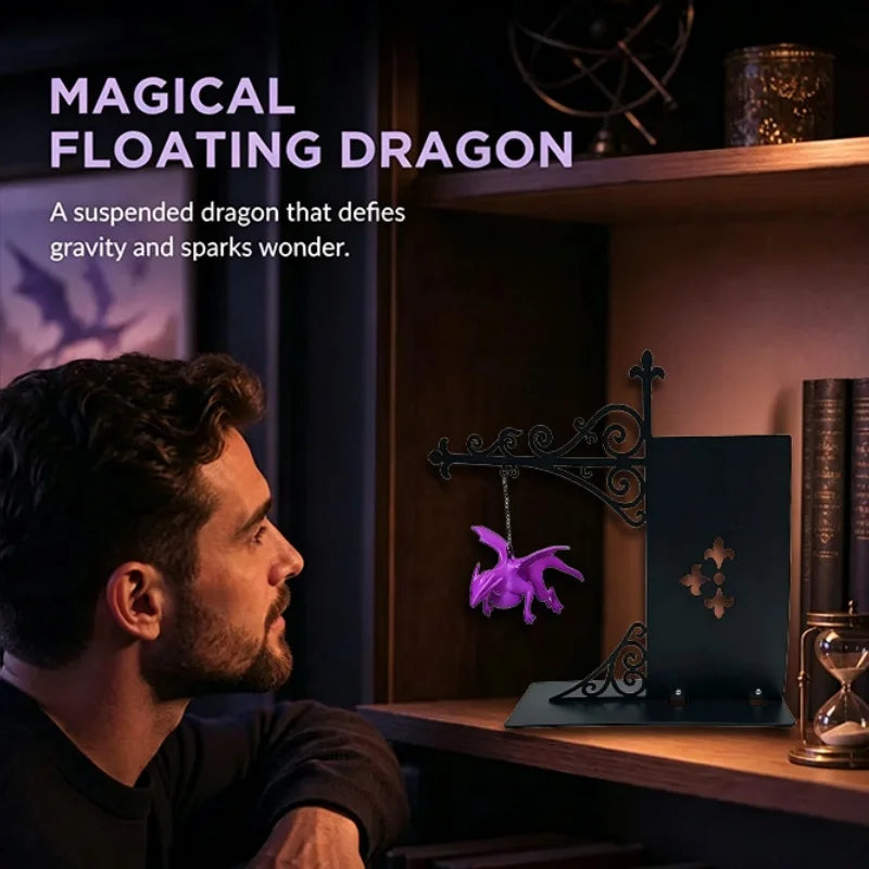 Gothic Dragon Bookend Night Light | Purple LED Shelf Decor Decorative Night Light Vue