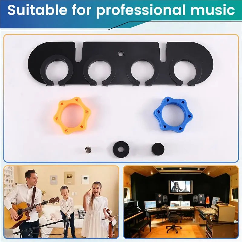 Hot-4 Slot Microphone Holder Tray 3/8" Threaded, Mic Organizer Display Vue