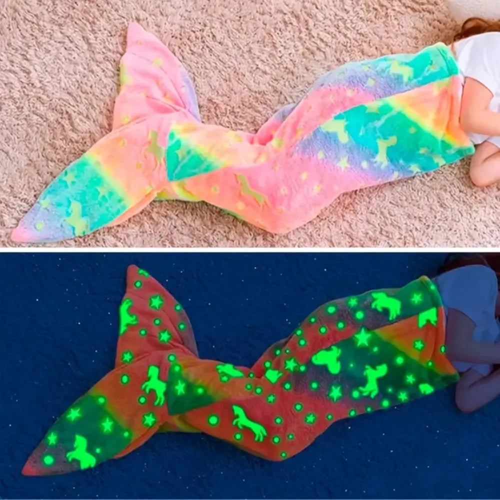 Flannel Mermaid Sleeping Bag Universal Soft Mermaid Tail Blanket Beautiful Cozy Rainbow Mermaid Blanket Children Vue