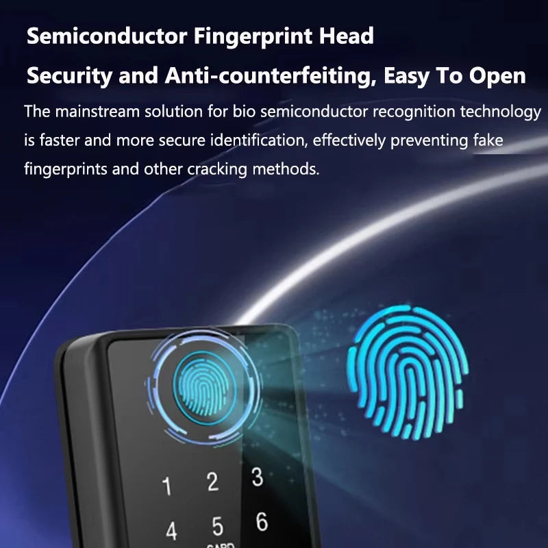 Smart Fingerprint Deadbolt Lock with Latch/Door Sensor TT Lock APP Password/Card/Key Unlock Tuya Electric Wooden Door Lock Vue