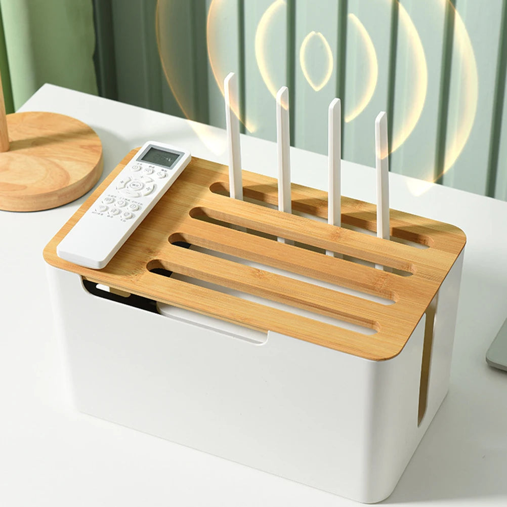 Router storage box, bamboo and wood hub, wireless wifi TV set-top box, arrangement and storage Vue