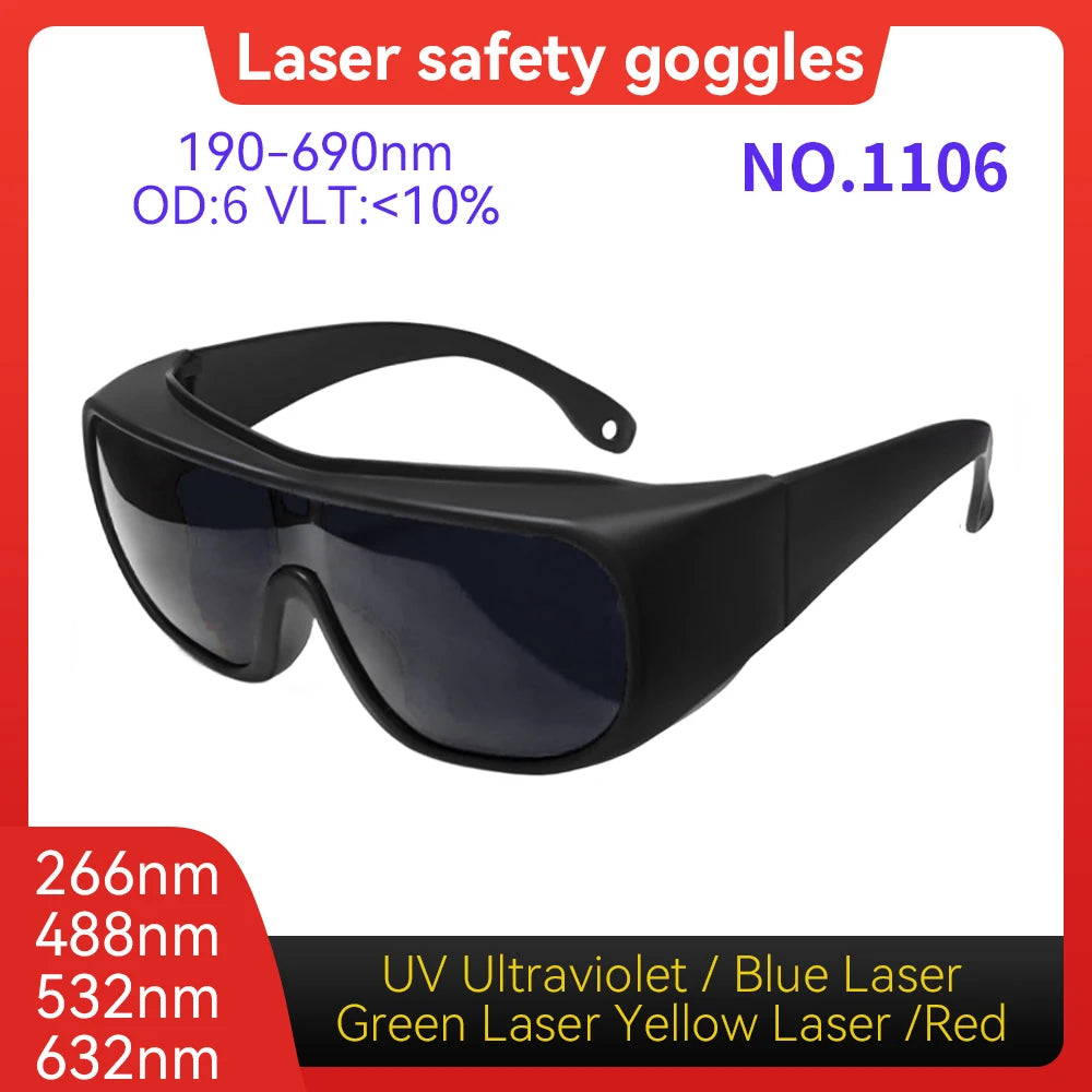 Eye Protection CE EN207 Validated OD6+ 900-1100nm Flexible PC Temple Laser Lenses for Multi-kW Fiber Laser Metal Cutting Factory Vue Model 1106 OD6