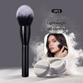 1PC Extra Large Flame Loose Powder Brush, Black Wooden Handle Blush Brush, Large Size Single Makeup Brush Premium Cosmetic Brush Vue 1PCS