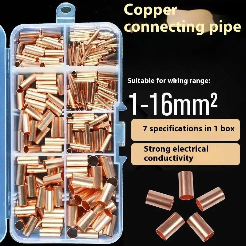 125/250/414/578Pcs Non Insulated Electrical Butt Terminal Assortment Kit Wire Ferrules Set 7 Size Copper Crimp Connector Vue