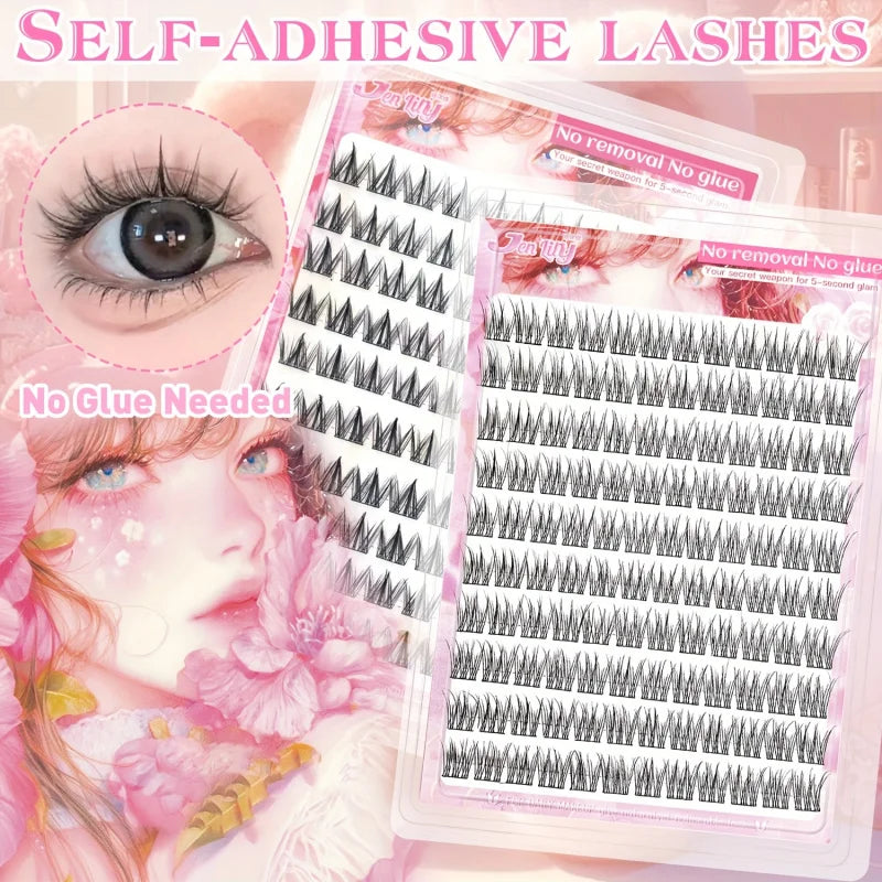 Self-Adhesive Eyelashes - No Glue Needed, C-Curl, Japanese-Korean Beauty Series for Everyday &Special Events-Beginner-Friendly Vue