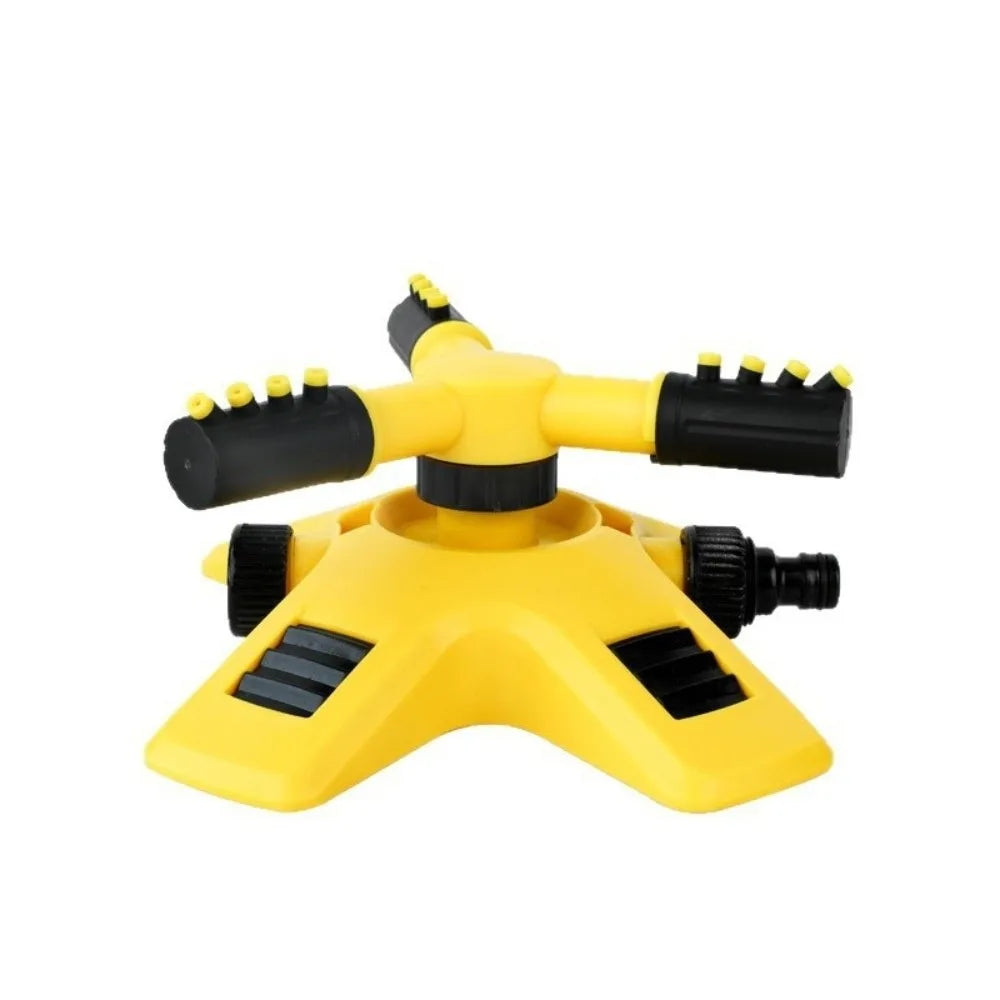 3-Arm Rotating Sprinkler Durable Heavy Duty 360 Degree Sprinkler Adjustable Wide Coverage Garden Sprinkler Flower Bed Vue Yellow