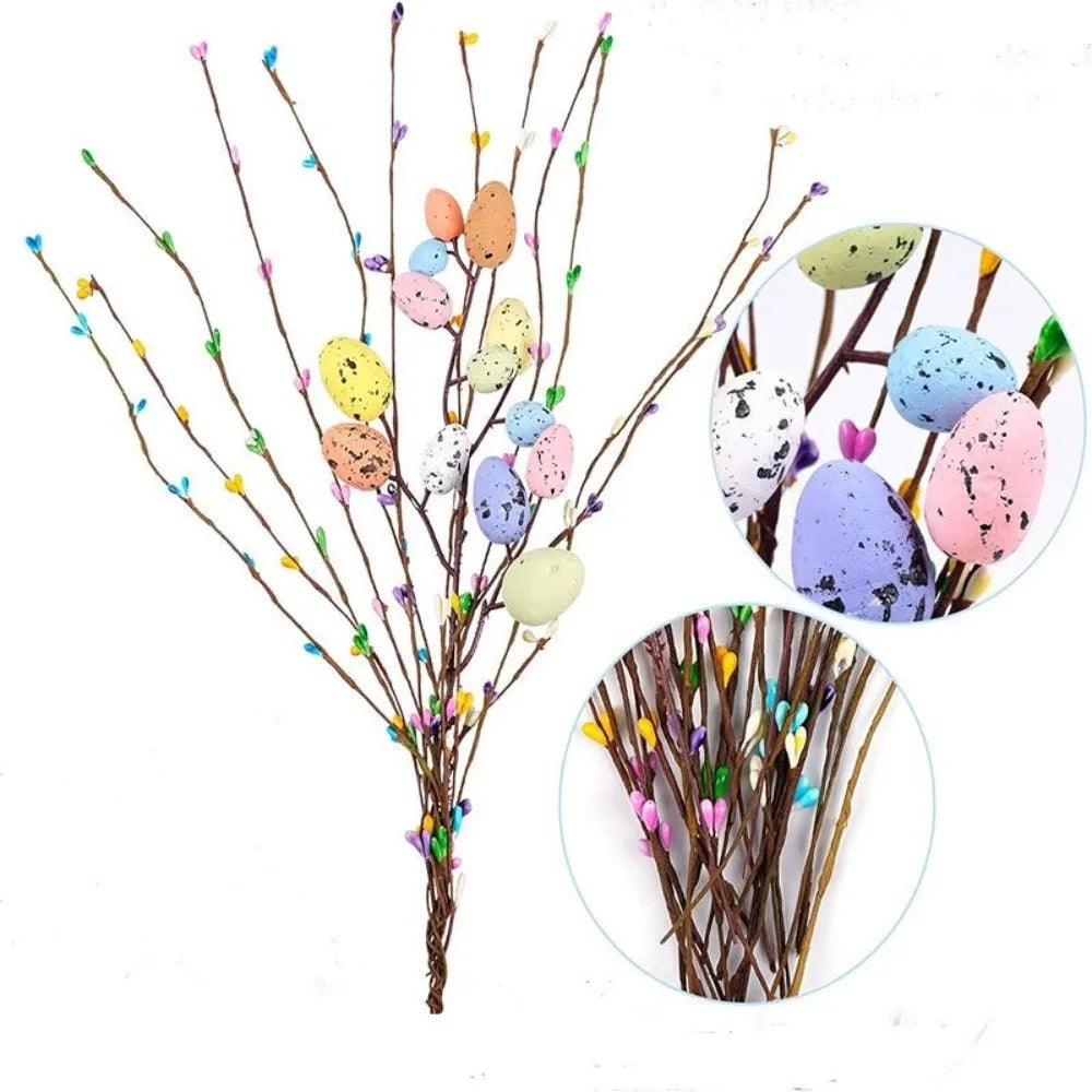 Colorful Foam Eggs Berry Branch Speckled Egg Plastic Easter Eggs Bouquets Simulation Egg DIY Handmade Spring Floral Stems Vue