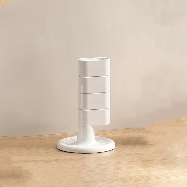 360° Rotating Makeup Brush Holder Desktop Cosmetic Organizer Bathroom Toothbrush Storage Rack Vue white