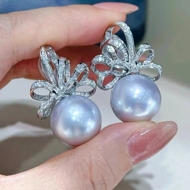 Huitan Pearl & Cubic Zirconia Drop Earrings for Women Drop Earrings Vue
