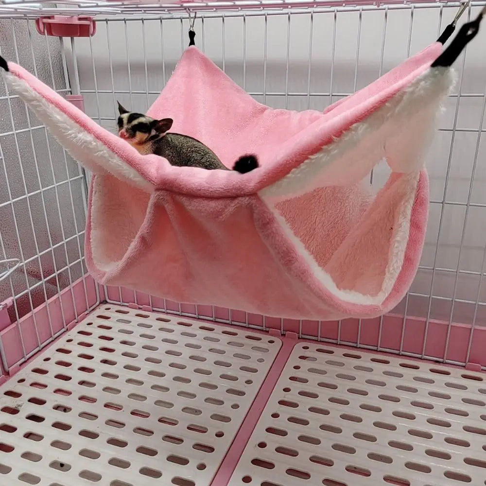 Practical Double-layer Plush Hamster Hammock Warm Thickened Hamster Sleeping Bag Comfortable Hanging Pet Hamster Nest Winter Vue