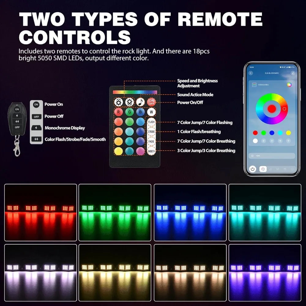 Nilight RGB LED Rock Lights Kit Car Underglow Chassis Light For Jeep Truck SUV ATV UTV Decorative Accessorie Neon Pod Remote&App Vue