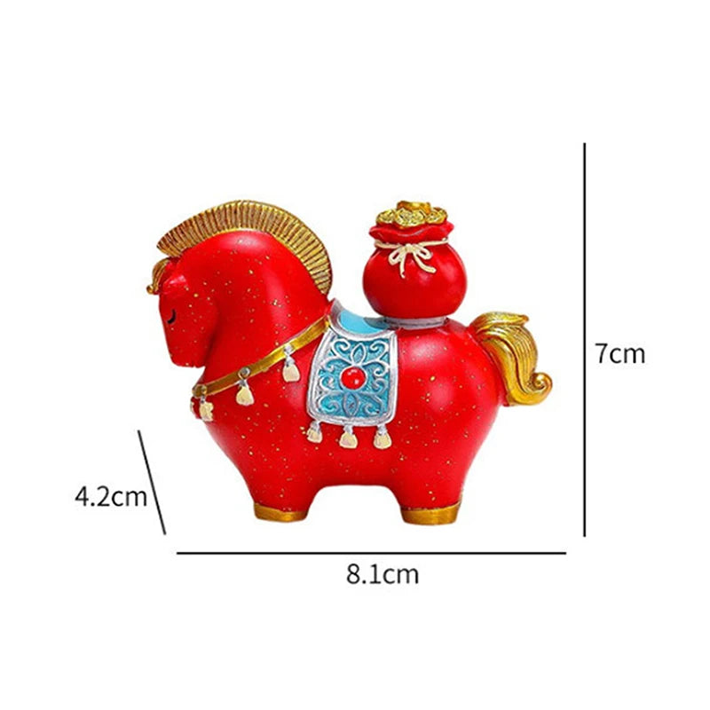 Creative Transfer Zodiac Horse Back Lucky Bag Ingot Can Be Rotated Home Decoration Office Desktop Decoration Vue