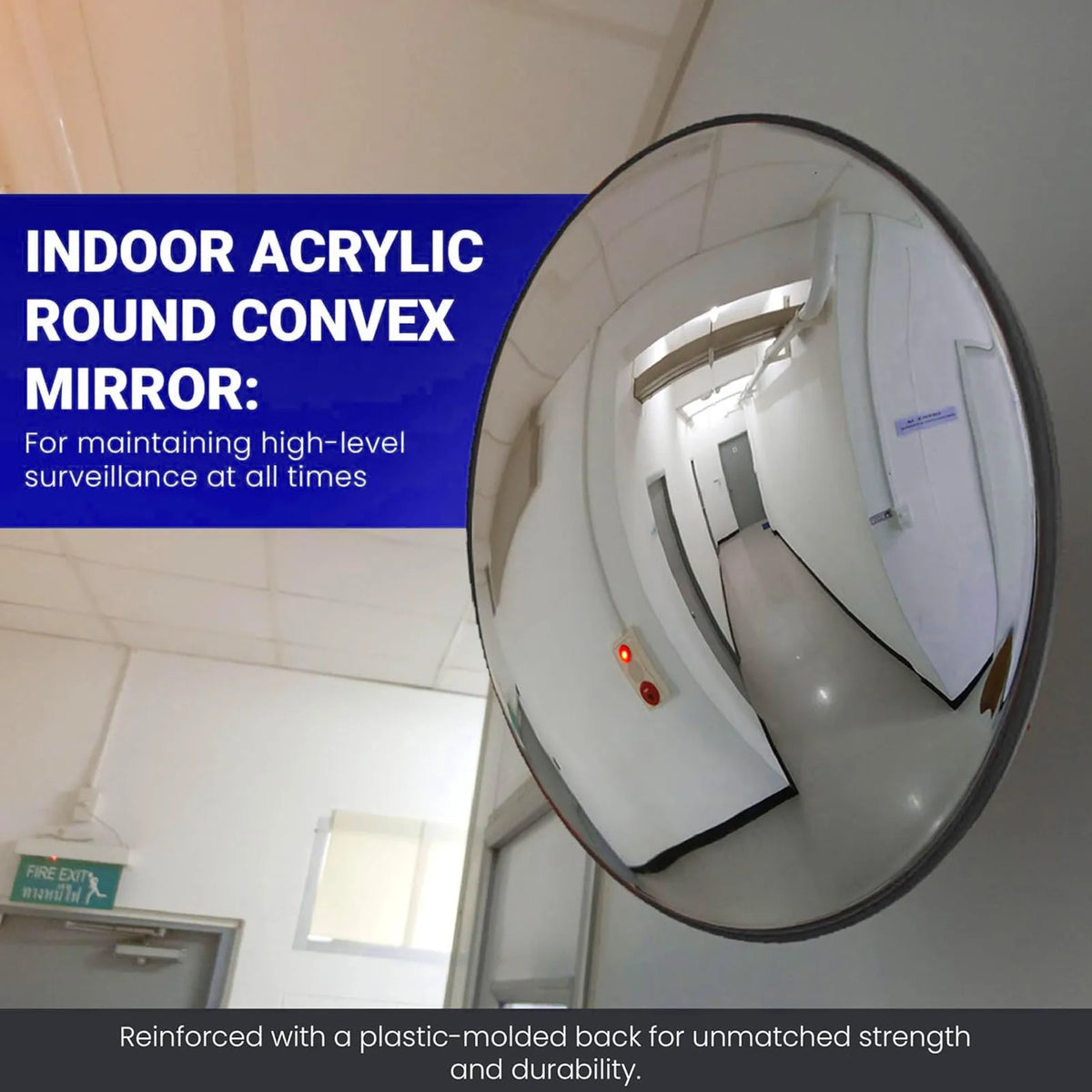 Curved Security Mirror Sturdy Backing Indoor Round Convex Mirror with Wall Mount Bracket for Garage Store Warehouse Parking Lot Vue