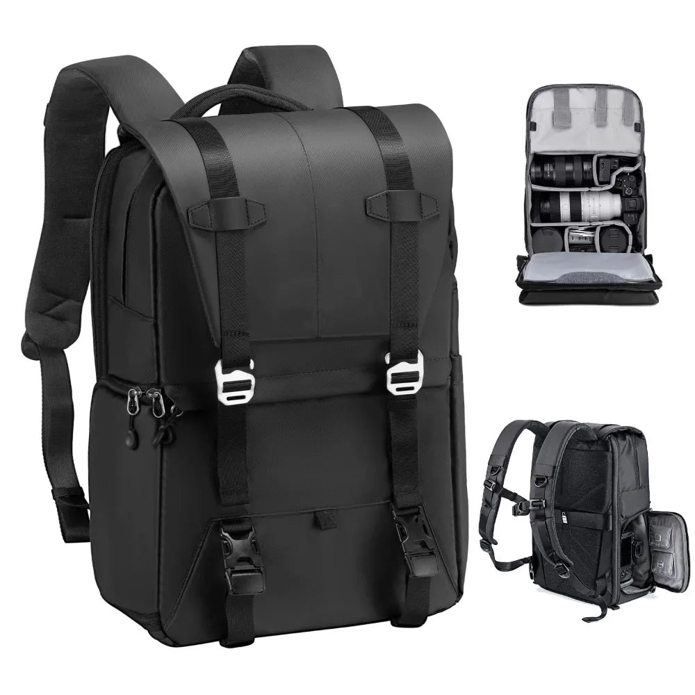 Spot Backpack Large Capacity Men's and Women's 15.6 Inch Computer Bag School Bag Anti-splashing Backpack Black Camera Vue black