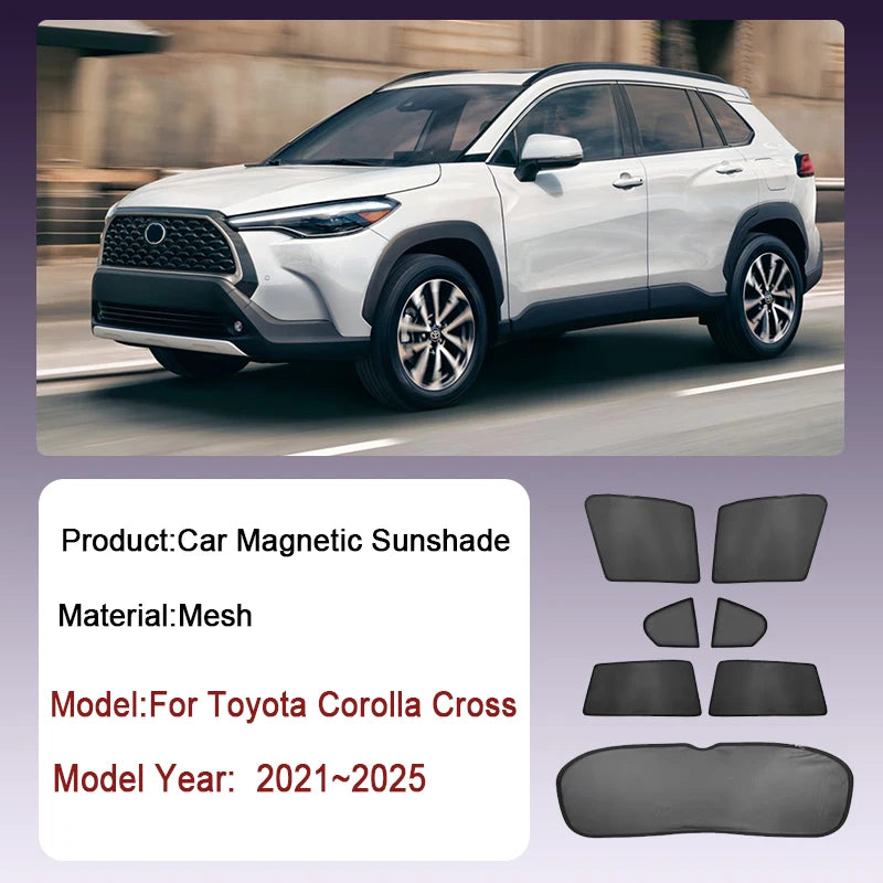 Car Mesh Sunshade For Toyota Corolla Cross XG10 2021~2025 2022 2023 2024 Window Magnetic Visor Sunshades Curtain Car Accessories Vue