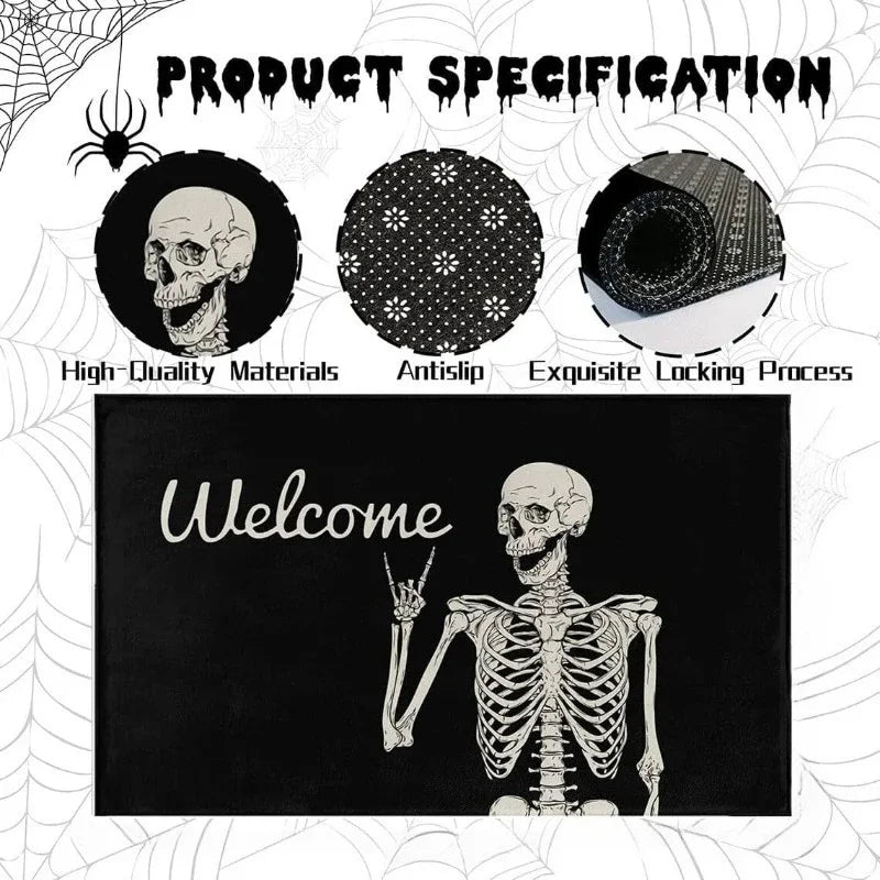 1-4pcs Halloween Skeleton Doormat Indoor Entrance Mat Anti Fatigue Cushion for Home Front Door Funny Scary Gift Rug Vue