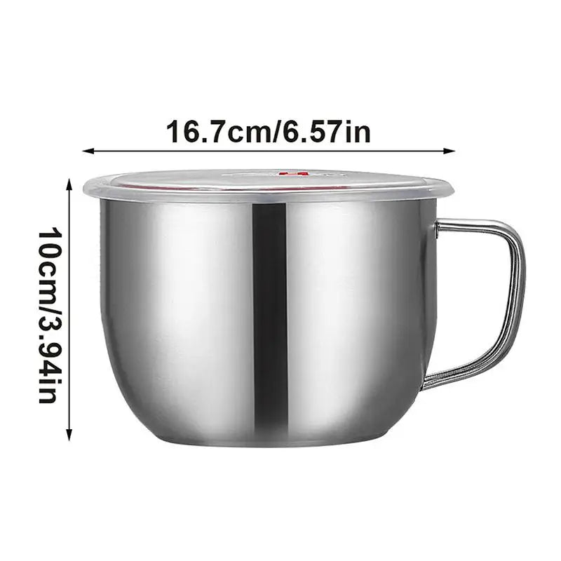 Food Grade 304 Stainless Steel Children Soup Bowl Single Ear Anti Scalding Handle Durable Noodle Cup for Toddler Meals Vue L