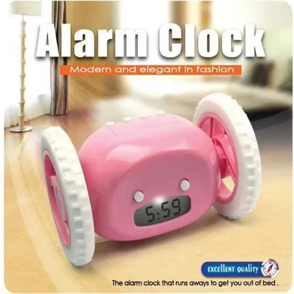 4 Colors Magical Moving Whee Alarm Clock Silent Unique Running Wheel Clock Lazy Alarm Clock Snooze Desktop Clock Home Decor Vue