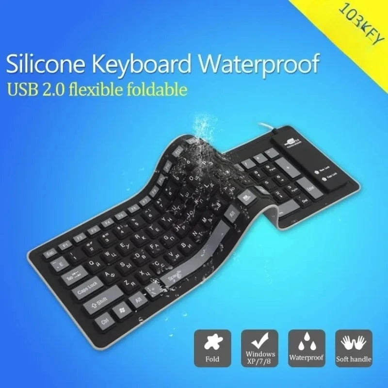 103 Keys English Language Keyboard for Laptop Computer PC Tablet Keyboard 103 Keycaps USB Wired Silicon Key Board Vue