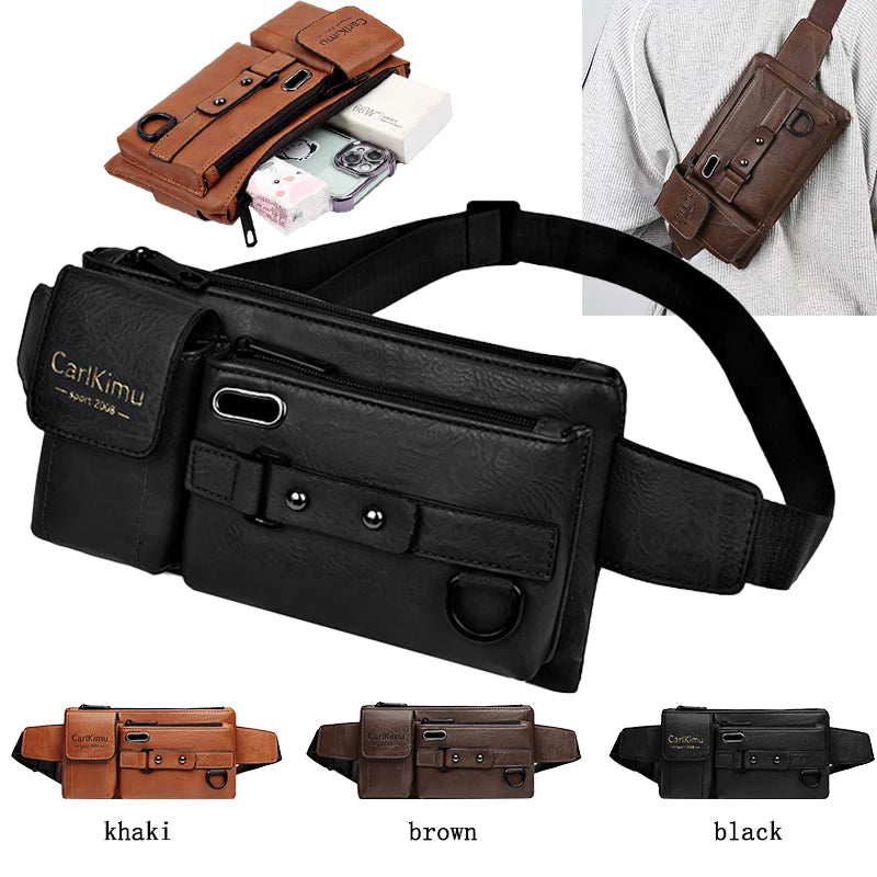 High-quality Ladies' Waist Bag Travel PU Leather Crossbody Shoulder