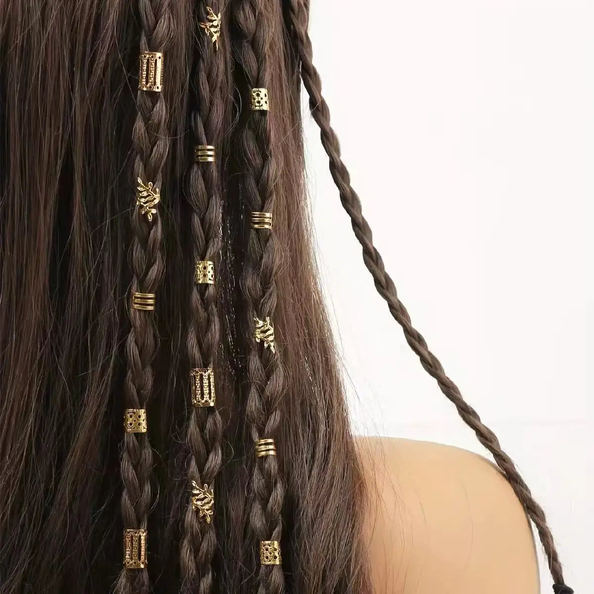 40Pcs Hair Ring Braid Dreadlocks Hole Micro Beads Adjustable Cuff Clip Hip Hop Hair Braid Styling Small Silver Gold Plated Vue