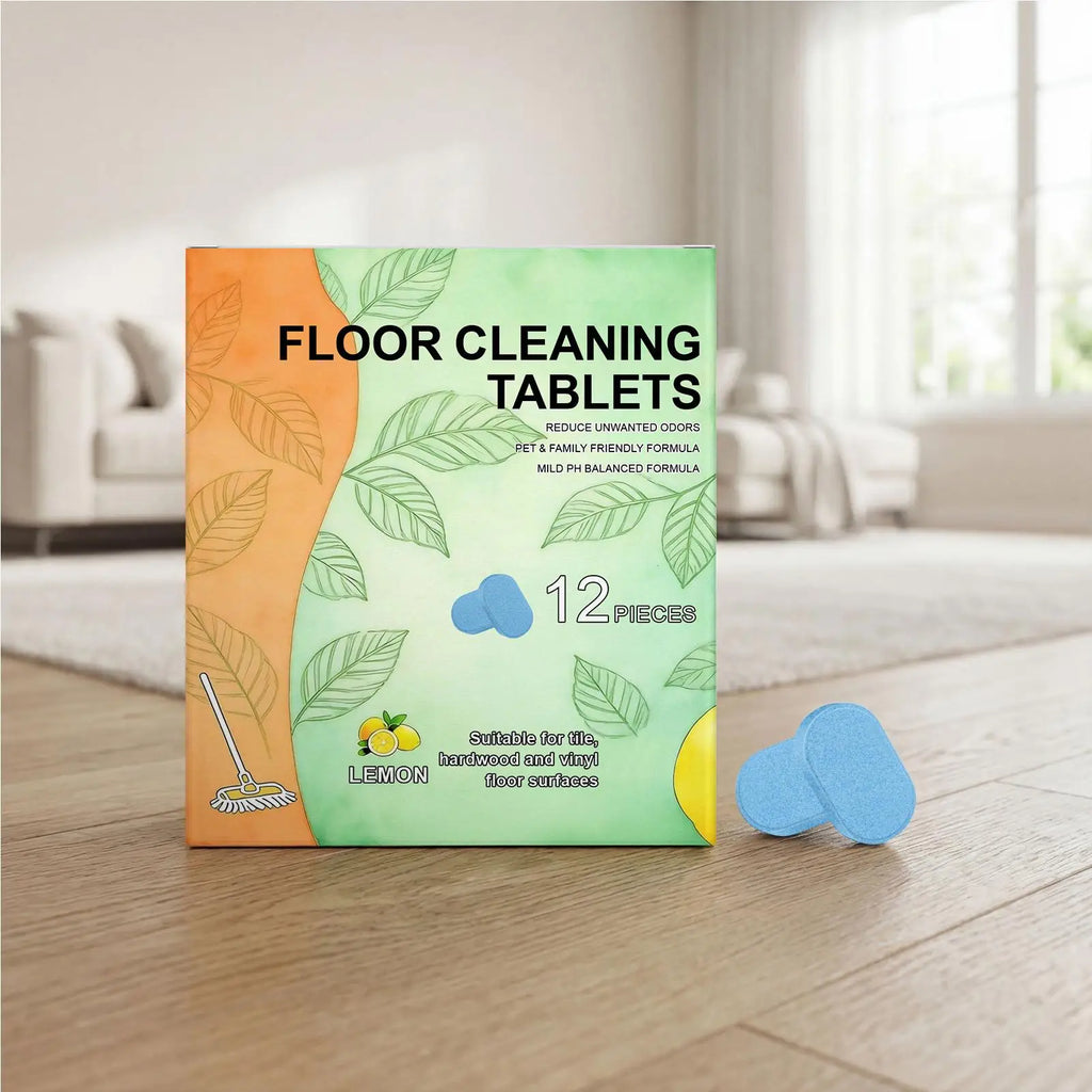 12pcs/box Floor Cleaning Tablets Mild Stain Removal Floor Cleaner Sheets For Tiles Marble Laminate Kitchen Home Indoor Cleaning Vue