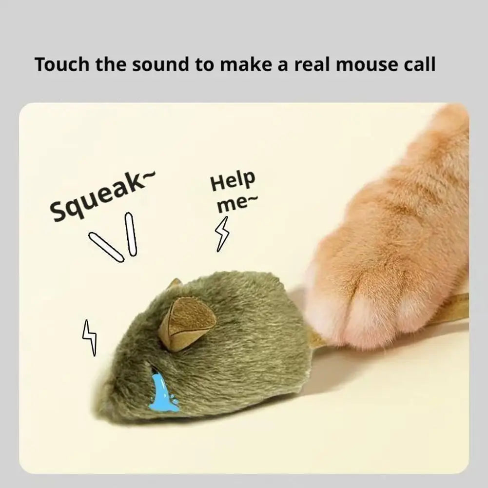 3pcs Interactive Cat Toys Stress Relief Engaging Sounding Mouse Toys Realistic Plush Pet Teaser Plush Toys Best Seller For Cats Vue
