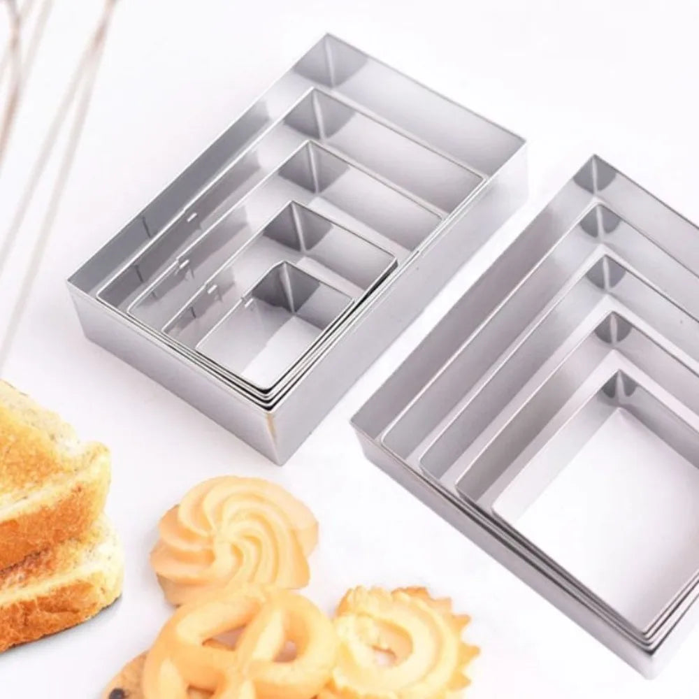 5Pcs/Set Bake Tools Stainless Steel Biscuit Mold Rectangle Convenient Cookie Cutter DIY Portable Dough Mold Kitchen Vue