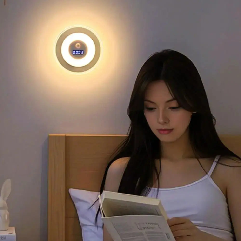 Stepless Dimming Dimmable Bedside Lamp Wall Light Spotlight Digital Clock Lamp Small Size Human Body Sensing Vue