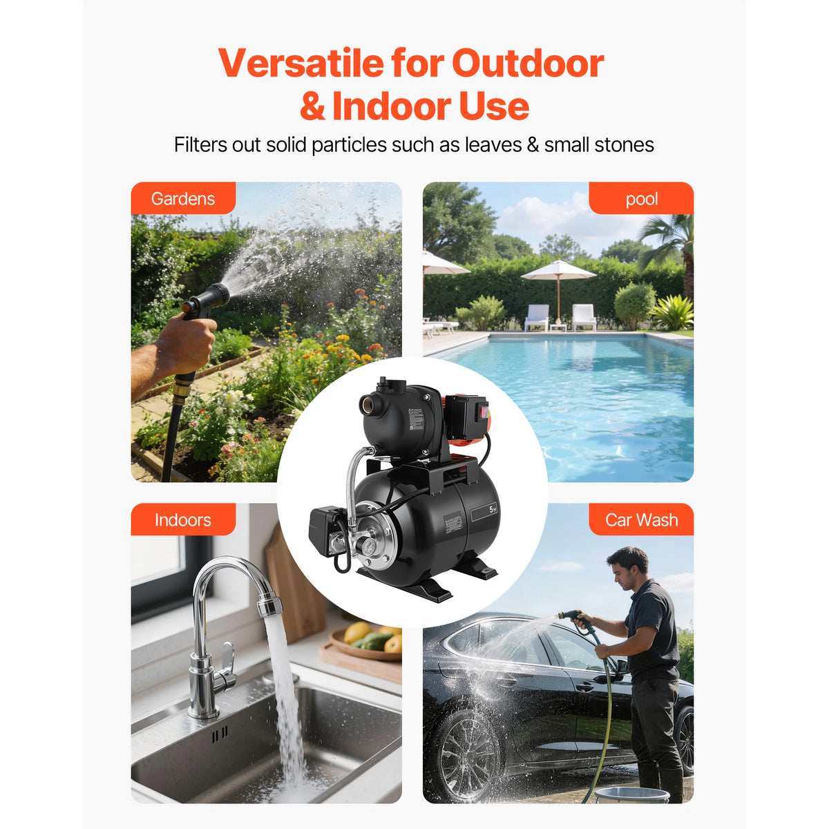 1.1 HP Shallow Well Pump with 5-Gal Pressure Tank – 1320 GPH Shallow Well Pump Vue