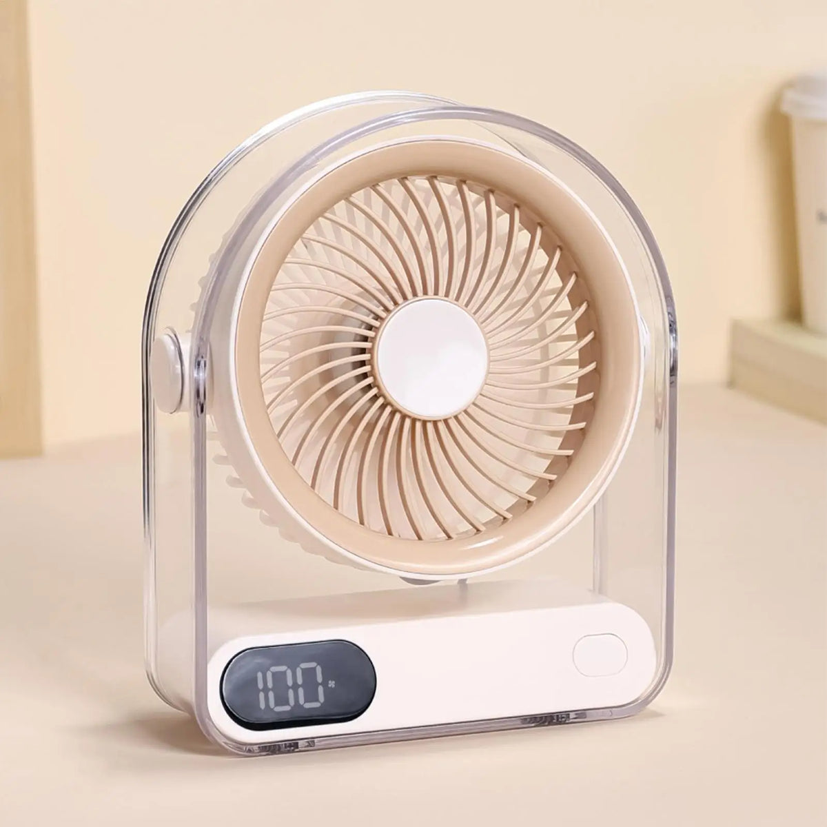 15.5x6x19cm Mini USB Desk Fan, 5-Speed Rechargeable Portable Table Fan with Digital Display, Quiet Personal Air Cooler For Home Vue