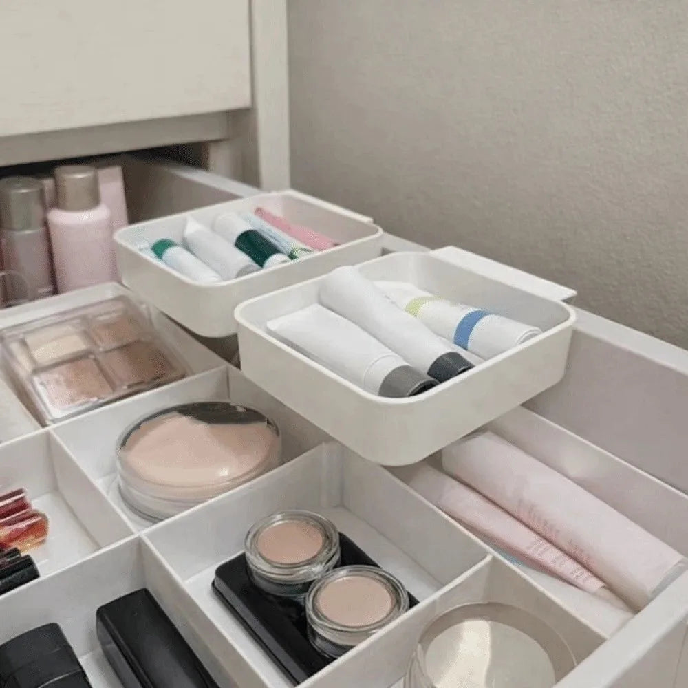 4PCS Plastic Hanging Storage Box Wall Mounted with Dividers Cosmetics Storage Box Space Saving Stationery Storage Box Vue