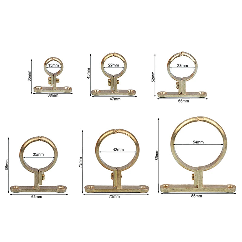 1PCS Fit 15 22 28 35 42 54MM OD Brass Pipe Clip Wall Mounted Pipe Support Bracket Clip Support Fixed Plumbing Water With Base Vue