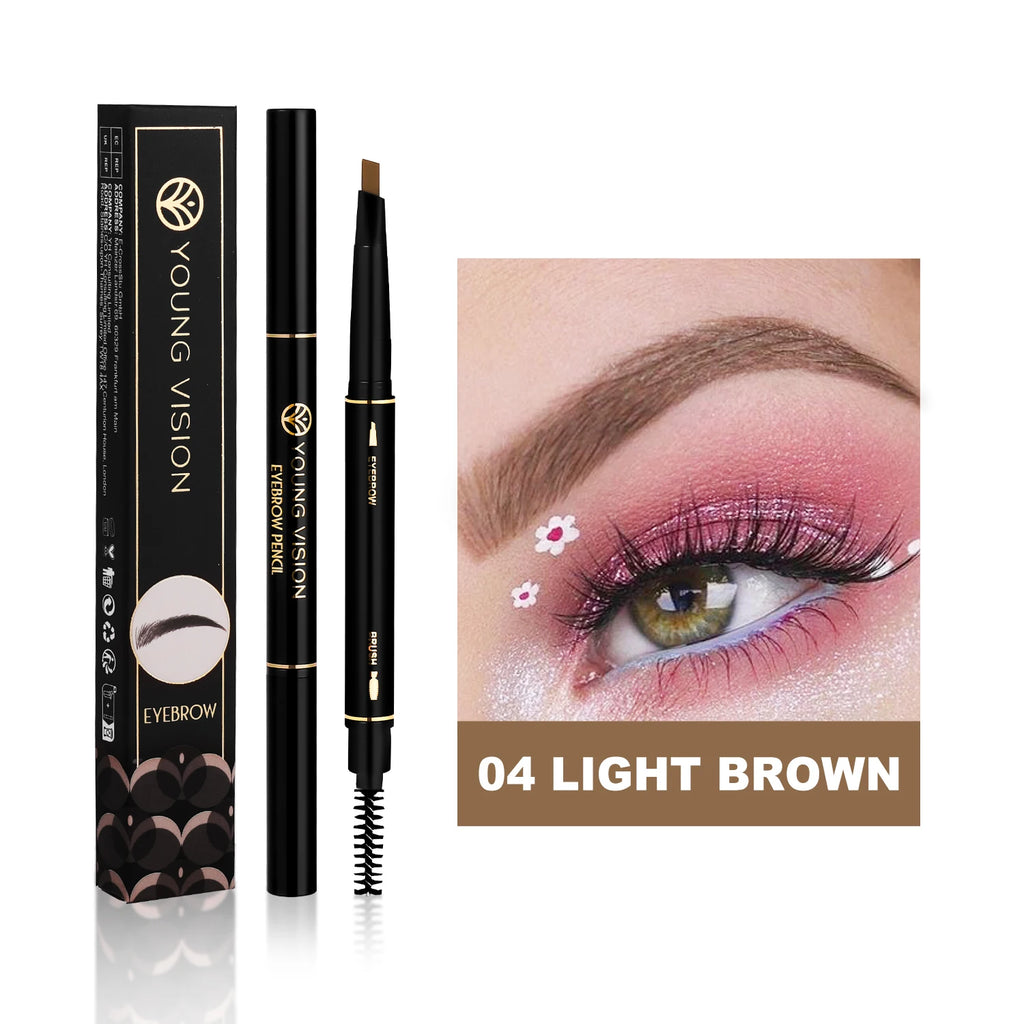 YOUNG VISION Five-Color Spiral Eyebrow Brush & Pencil Dual-Ended Twist-Up Waterproof Smudge-Proof Triangular Eyebrow Pencil Vue 8079-04-04