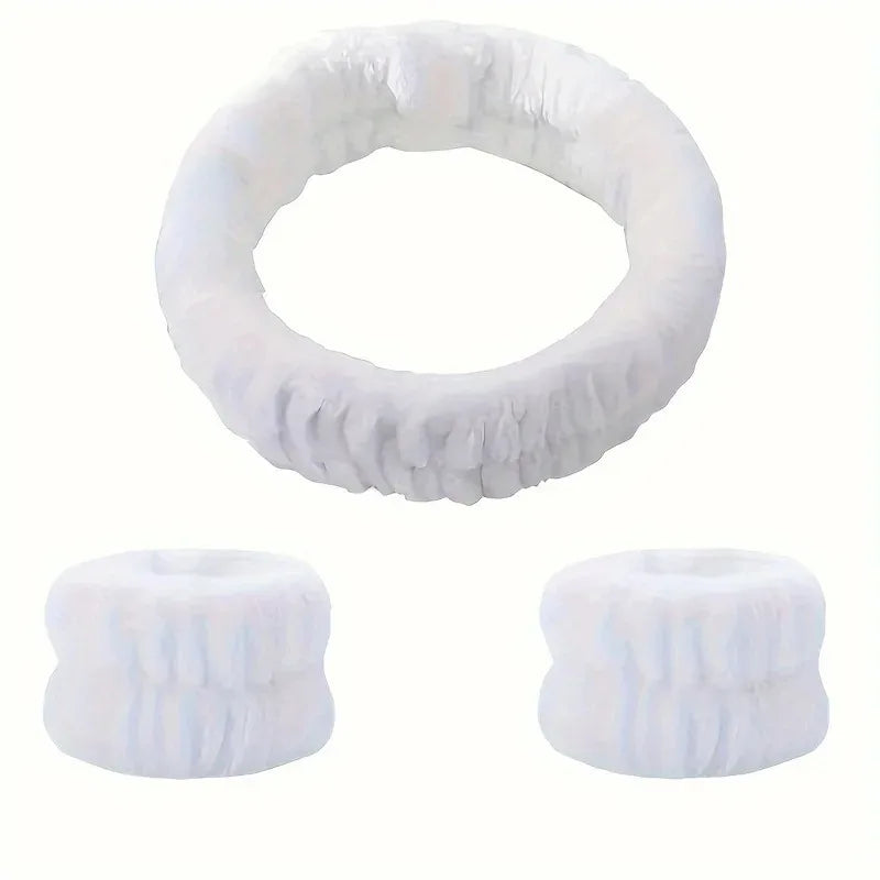 vvocci Towel Wristbands Washband Scrunchies Headband Wrist Cuffs For Women Girls For Washing Face, Hair Headband Face Wash Vue Other M99 White