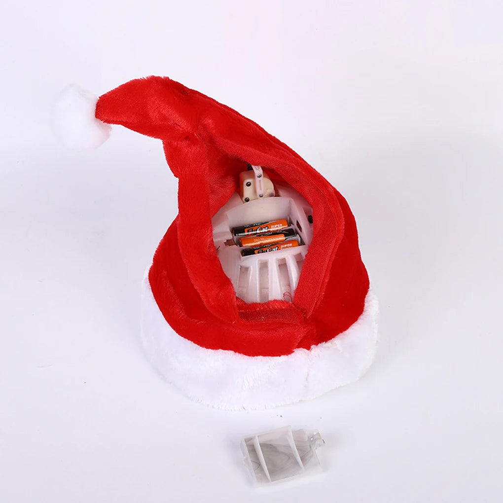 Dancing Santa Hat – Battery-Powered Singing & Swinging Xmas Hat Novelty Holiday Hat Vue