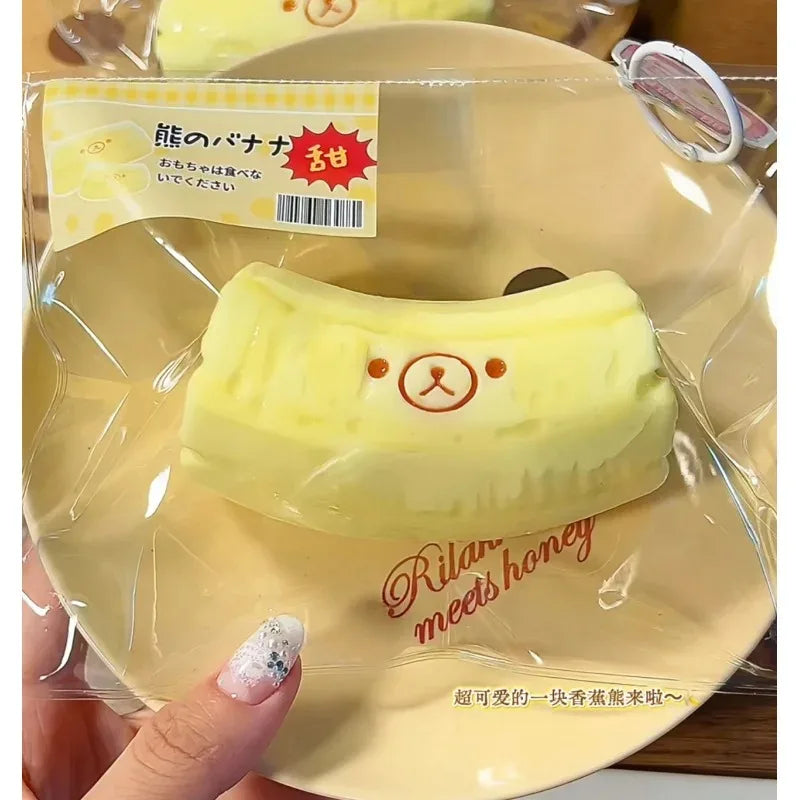 1/3Pcs Handmade Squishy with Butter Texture - Banana Bear Shaped to Relieve Stress - Food Grade Silicone S Vue