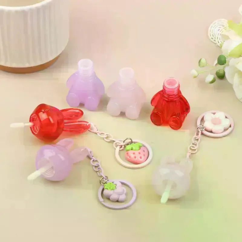Empty Cute Bunny Shape Lip Gloss Tube Keychain Rabbit Refillable Lip Glaze Container Cosmetic Packaging Bottle With Pendant Vue