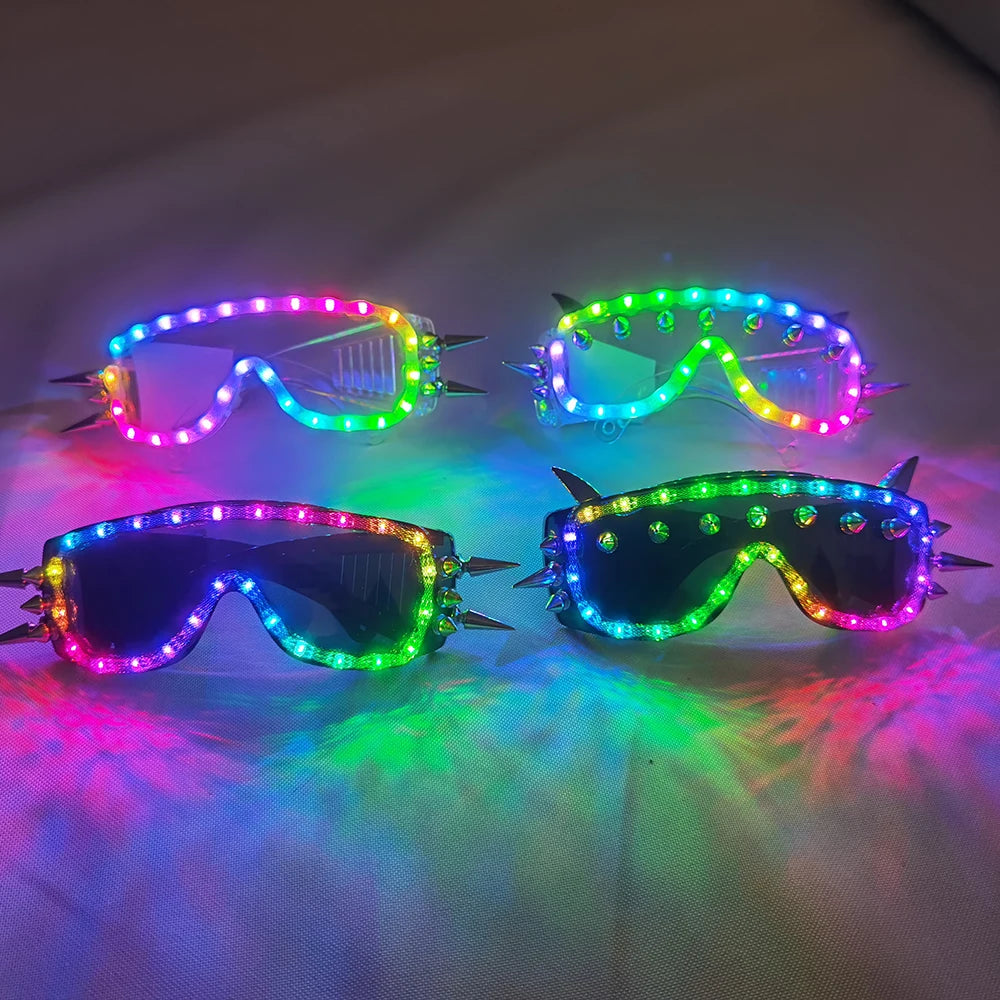 Full Color Remote Control LED Glasses Pixel Goggles Light Up Rave Costume Party Decor DJ SunGlasses Vue