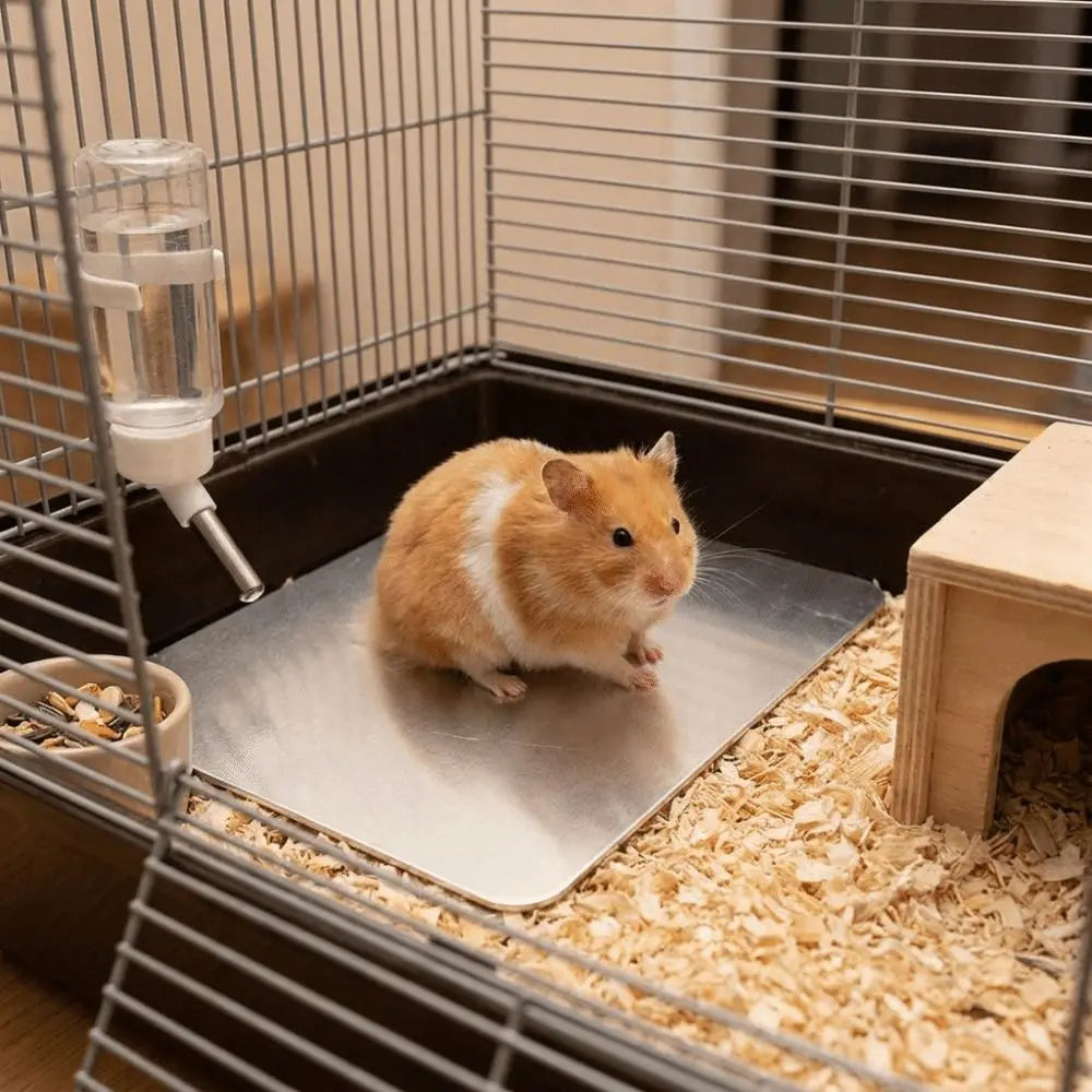 Aluminum Pet Cooling Mat Bite Resistance Lightweight Hamster Heat Dissipation Plate Fast-cooling Portable Cooling Hamster Bed Vue