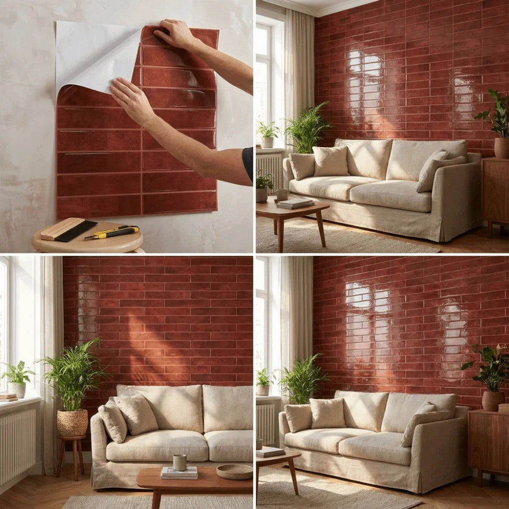Strong Adhesive 3D Tile Stickers Drip Glue Material Three-Dimensional Layered Self-adhesive wallpaper Classic Neutral Styles Vue