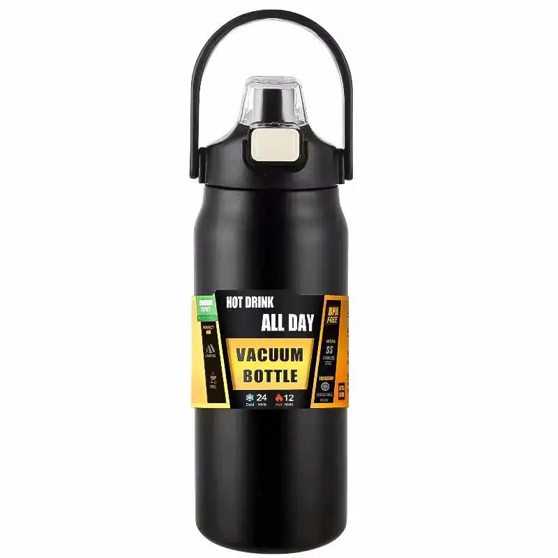 800ml Thermal Cup with Straw 304 Stainless Steel Thermal Mug Tumbler Coffee Cup Sports Vacuum Flasks Cold and Hot Water Bottle Vue black 800ml