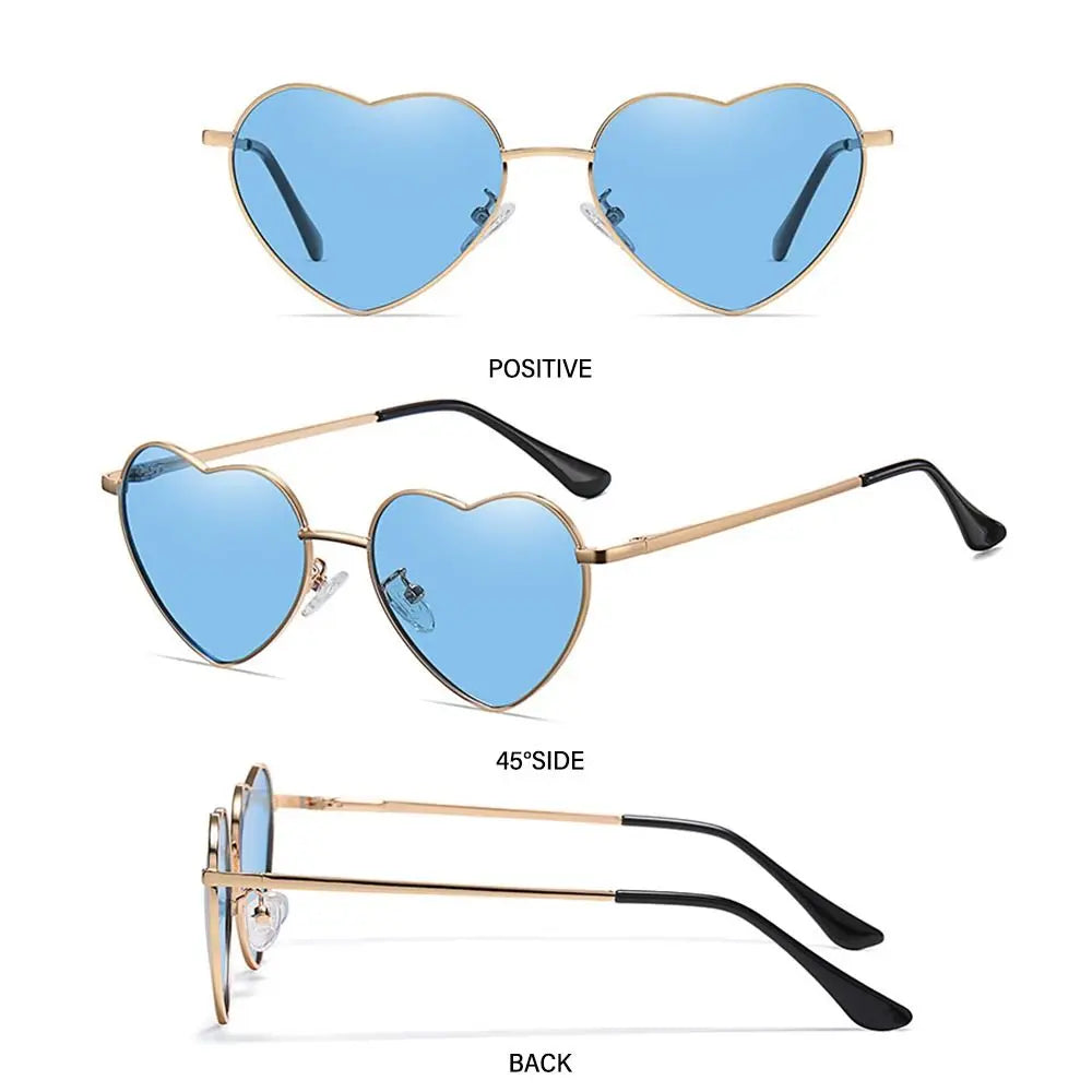 Women Fancy Accessories Metal Frame Heart Sun Glasses Shades 90s Glasses Heart-Shaped Sunglasses Vue