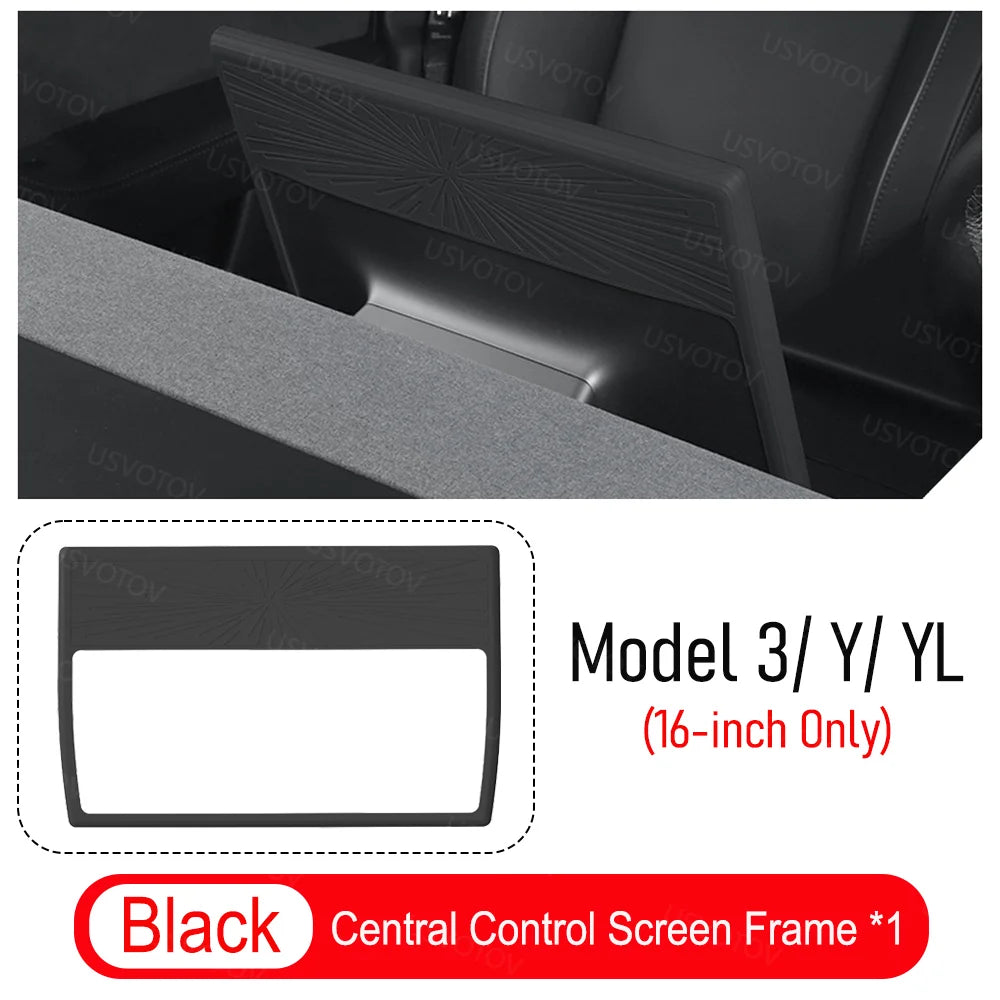For Tesla Model Y Premium Juniper Model YL Model 3 2026 16-Inch Center Console Screen Protector Frame Interior Decor Accessories Vue Black (16 inch) 16-Inch Screen